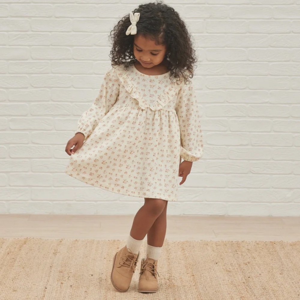Quincy Mae Cream Floral Dress